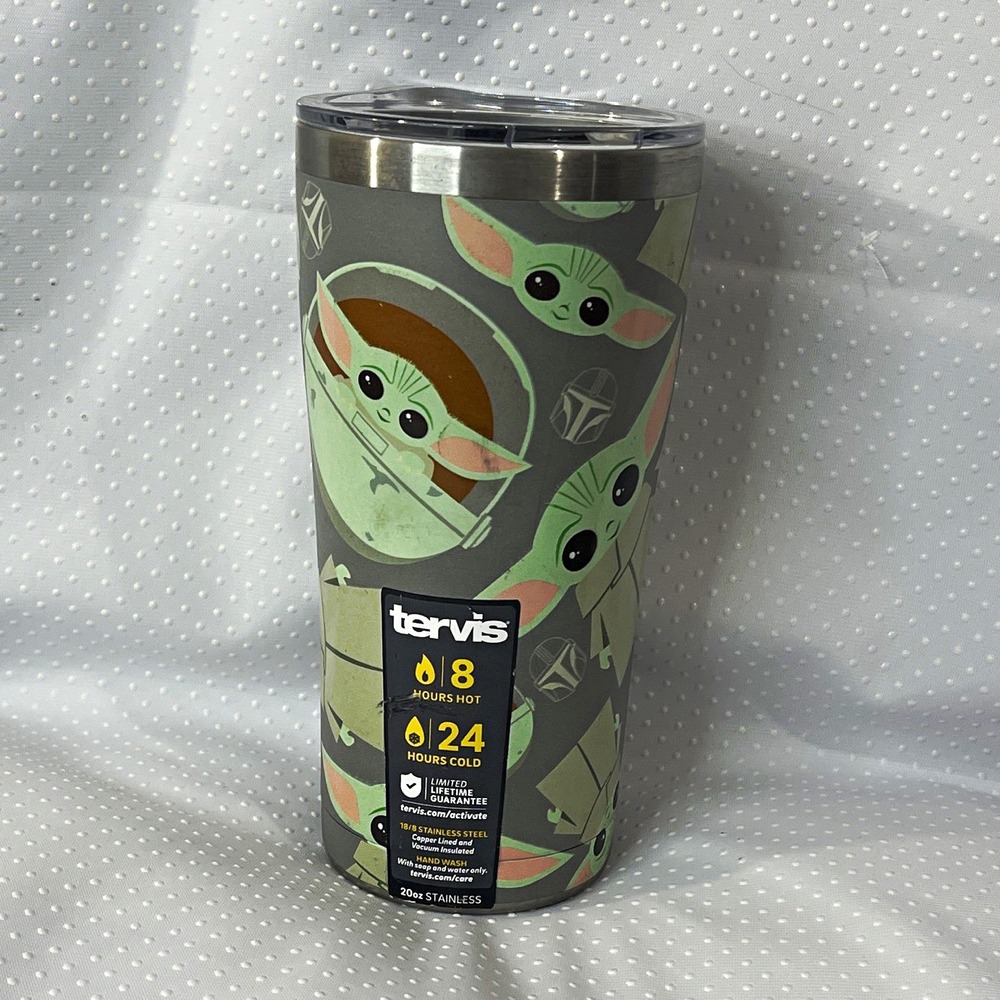 Tervis 20oz Stainless Steel Insulated Tumbler Slide Lock Lid Star Wars Grogu